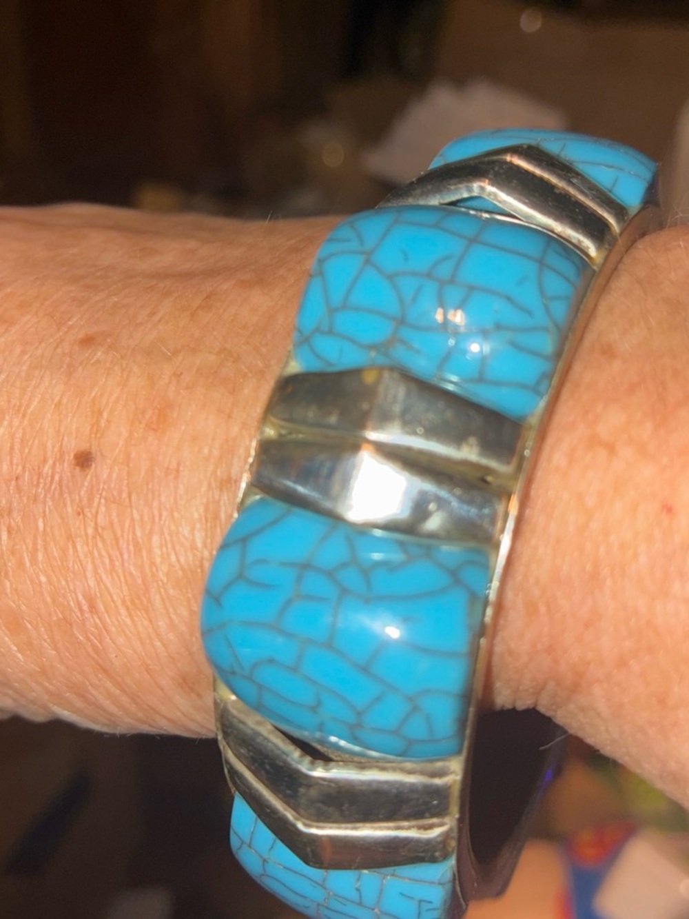 Turquoise Inlay Silver-Trim Women’s Bracelet - Turquoise
